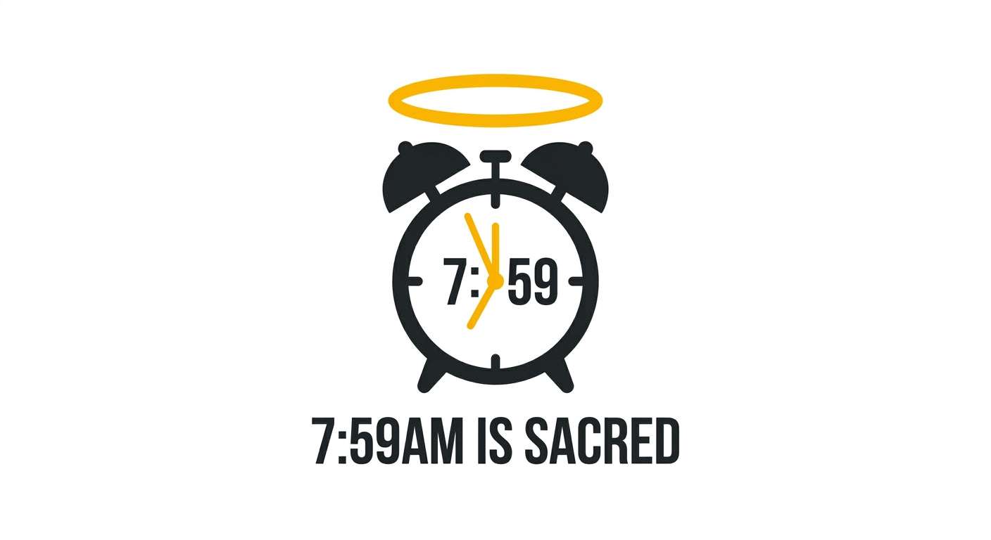 7:59AM Is Sacred — Blessed Alarm Clock Tee